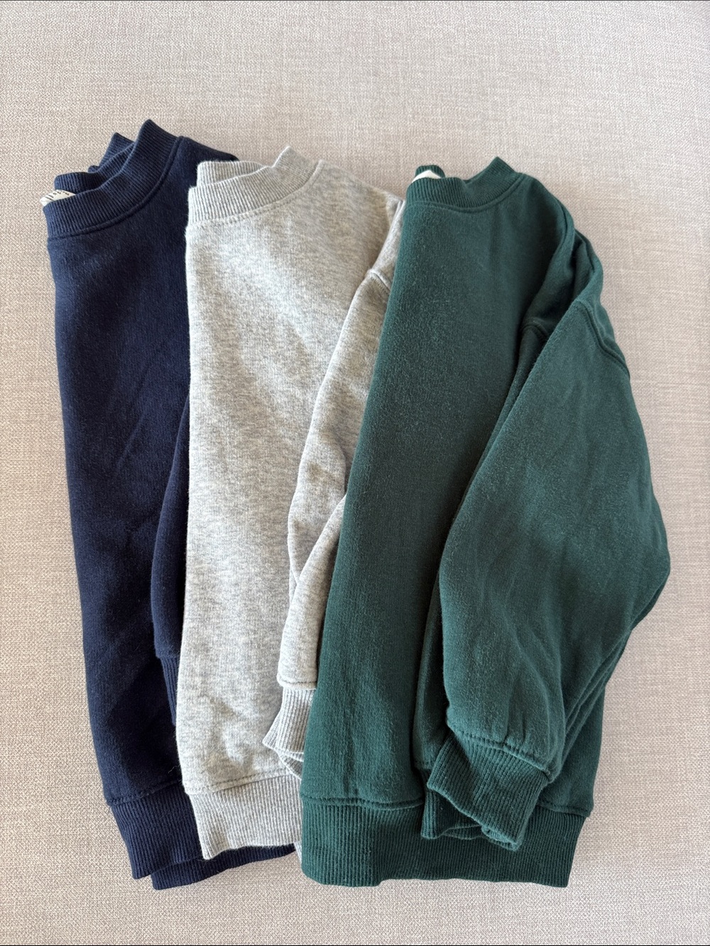 Boys H&M Crewneck Sweatshirts in Navy, Gray, and Forest Green